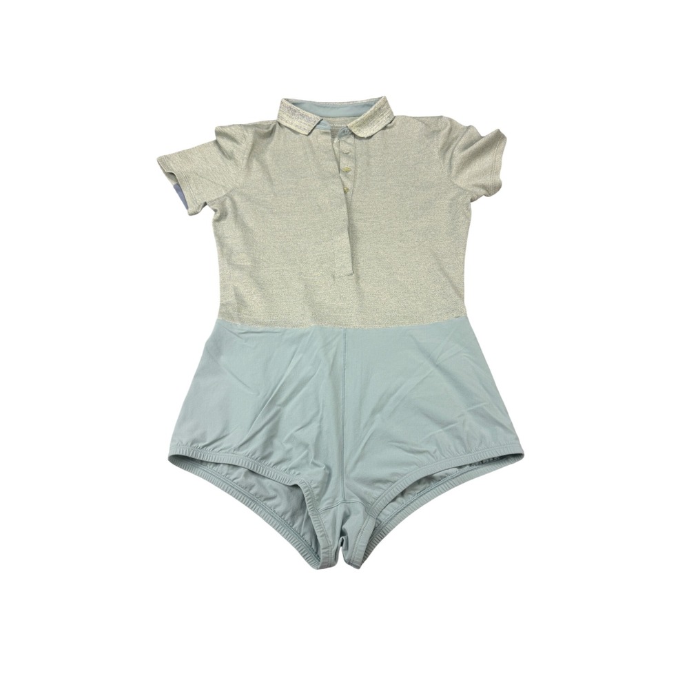 Outdoor Voices Womens Green Polo Bodysuit Short Sleeve Activewear Size S